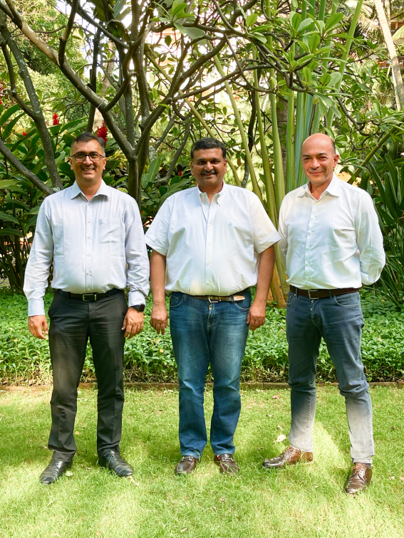 In the picture (left to right): Vasanth Kumar, COO of DelvitechAI Vision Systems India Pvt Ltd., Kiron Shah, Managing Director at the Velankani Group, Roberto Gatti, CEO at Delvitech SA.